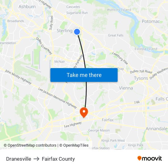 Dranesville to Fairfax County map