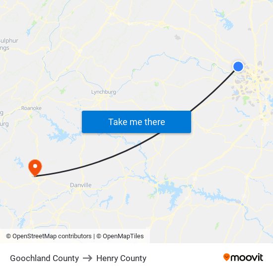 Goochland County to Henry County map