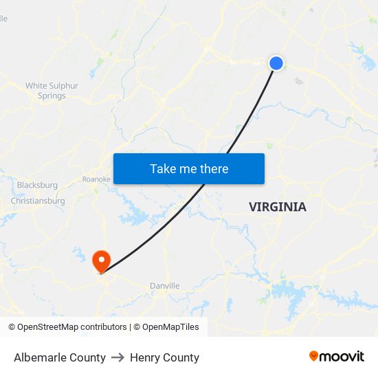 Albemarle County to Henry County map