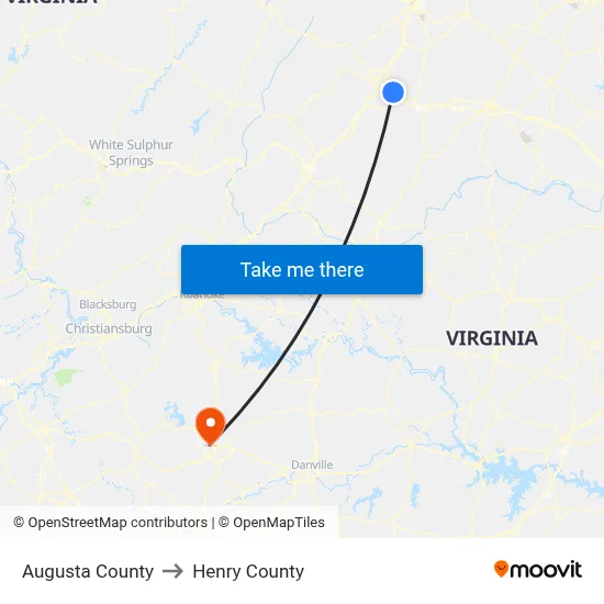 Augusta County to Henry County map