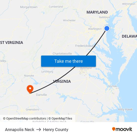 Annapolis Neck to Henry County map