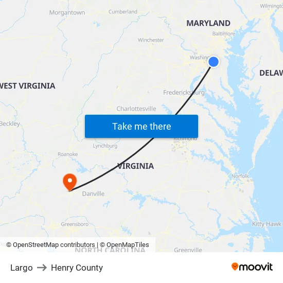 Largo to Henry County map