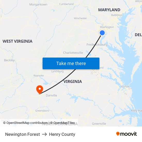 Newington Forest to Henry County map