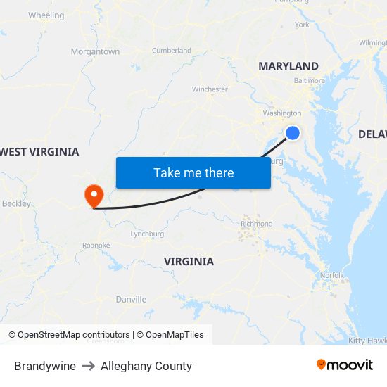 Brandywine to Alleghany County map