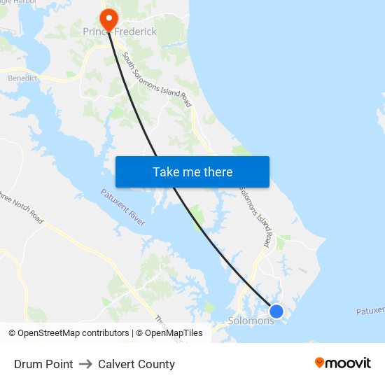 Drum Point to Calvert County map