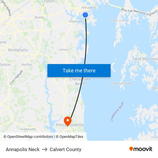 Annapolis Neck to Calvert County map