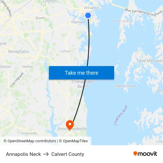 Annapolis Neck to Calvert County map