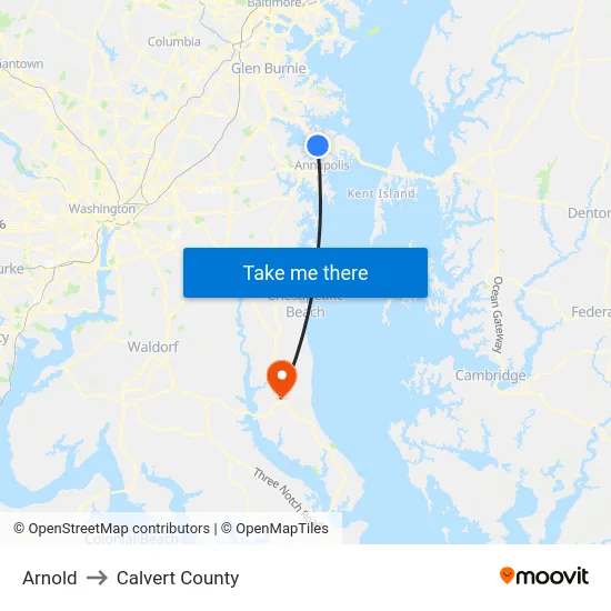 Arnold to Calvert County map