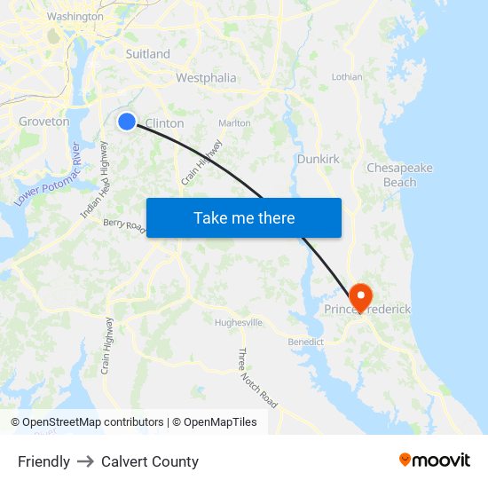 Friendly to Calvert County map