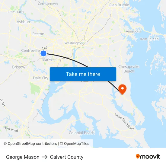 George Mason to Calvert County map