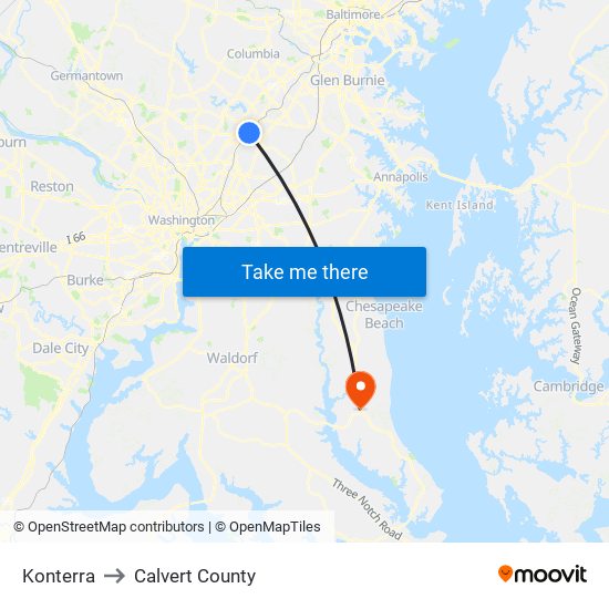 Konterra to Calvert County map