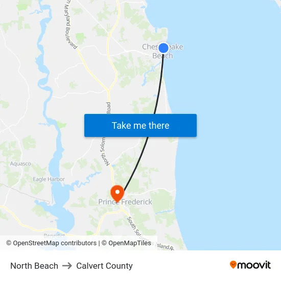 North Beach to Calvert County map