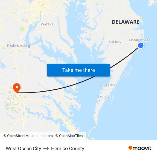 West Ocean City to Henrico County map