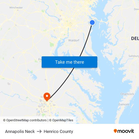 Annapolis Neck to Henrico County map