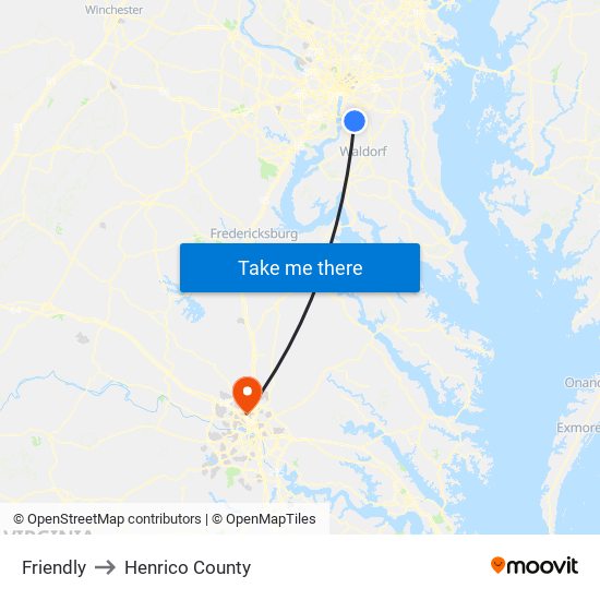 Friendly to Henrico County map