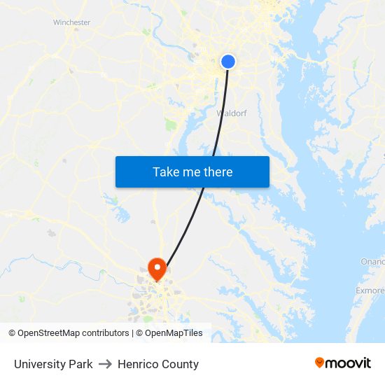 University Park to Henrico County map