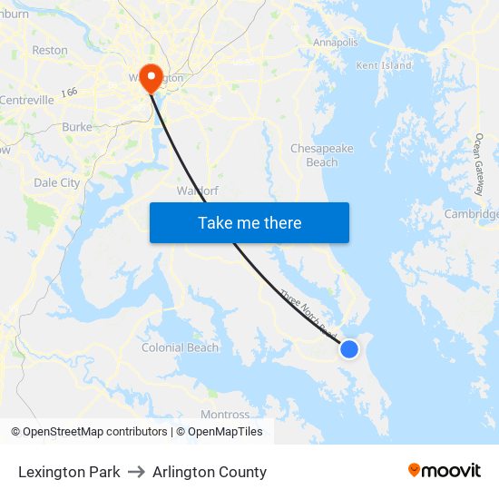 Lexington Park to Arlington County map