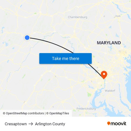 Cresaptown to Arlington County map