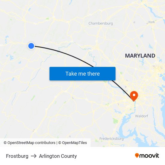 Frostburg to Arlington County map