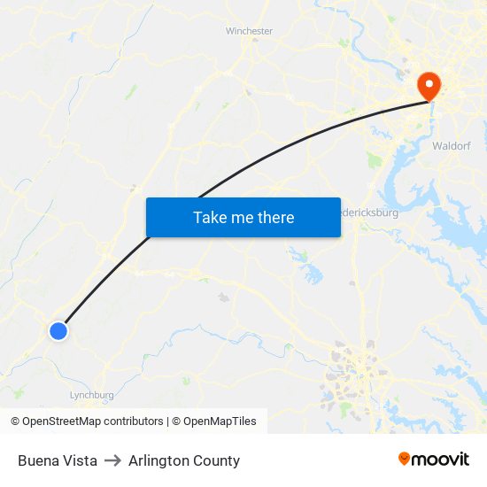Buena Vista to Arlington County map