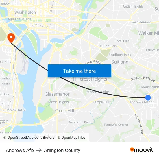 Andrews Afb to Arlington County map