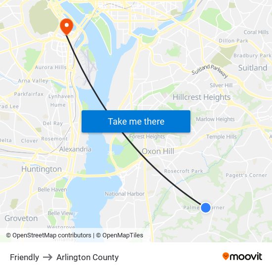 Friendly to Arlington County map