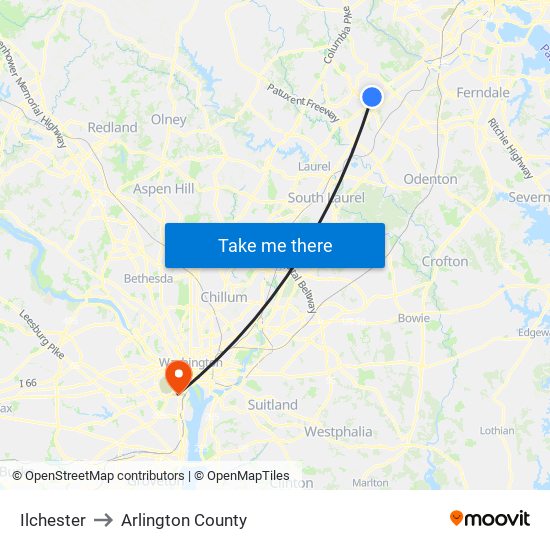 Ilchester to Arlington County map