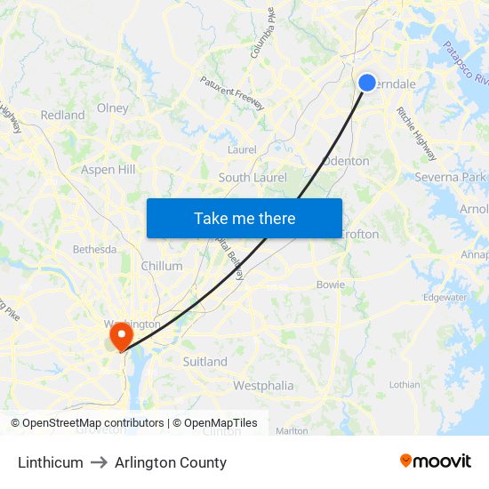 Linthicum to Arlington County map