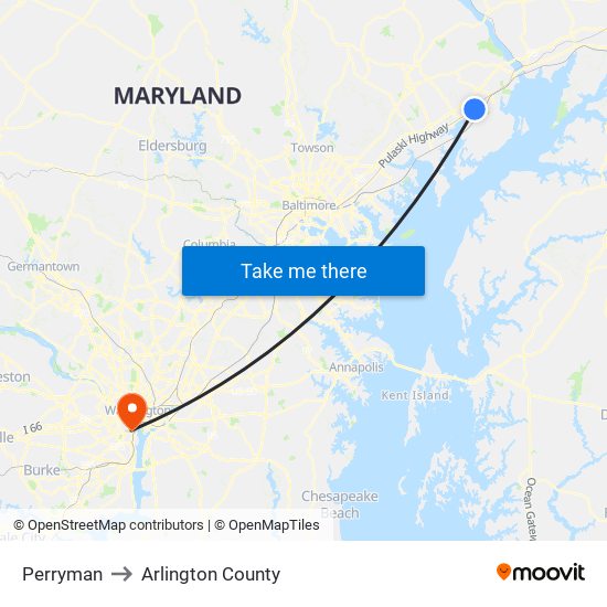 Perryman to Arlington County map