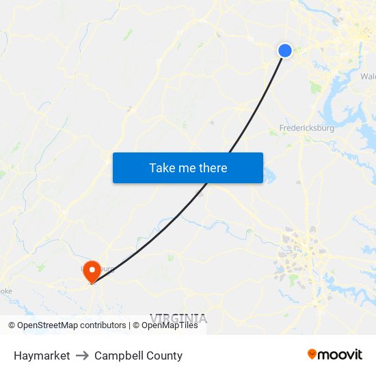 Haymarket to Campbell County map