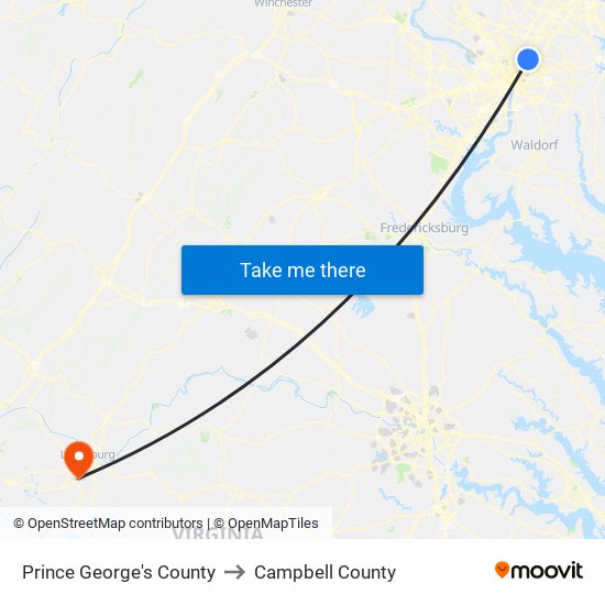 Prince George's County to Campbell County map