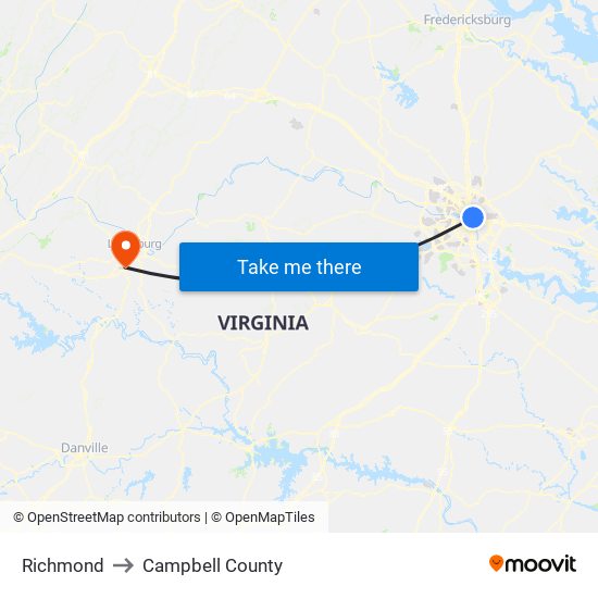 Richmond to Campbell County map