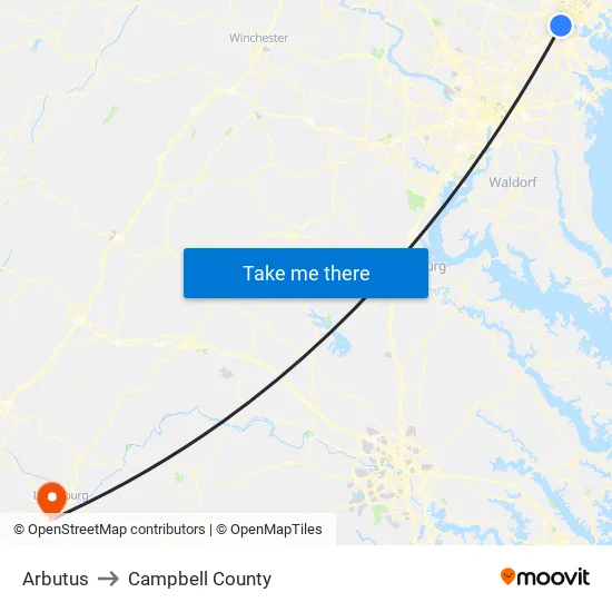 Arbutus to Campbell County map