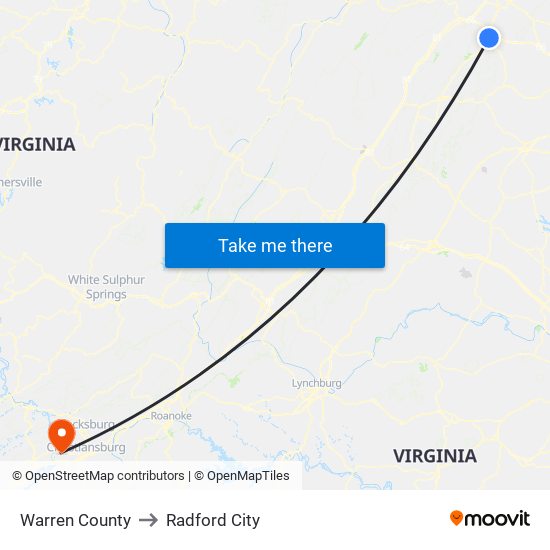 Warren County to Radford City map