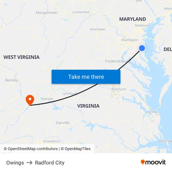 Owings to Radford City map