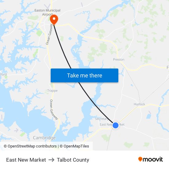 East New Market to Talbot County map