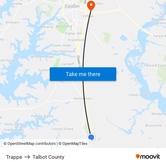 Trappe to Talbot County map