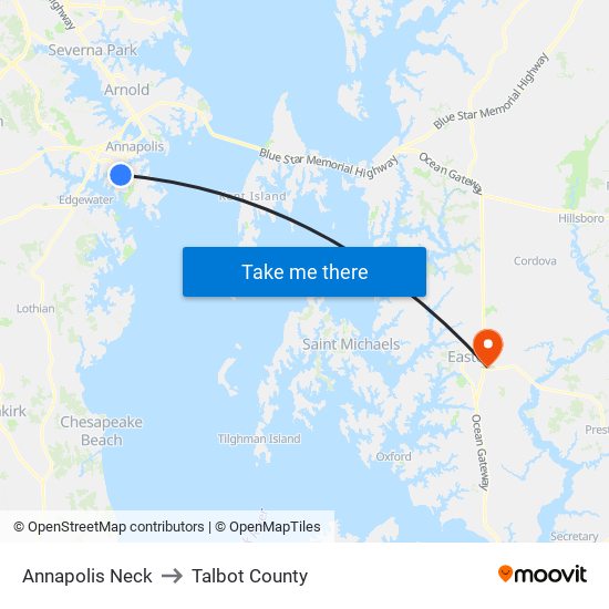 Annapolis Neck to Talbot County map