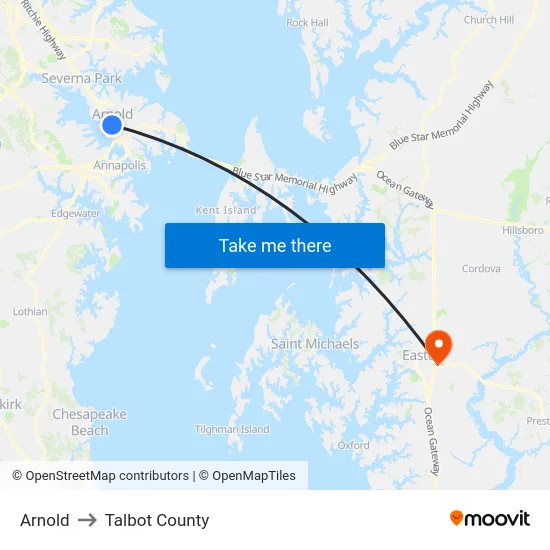 Arnold to Talbot County map