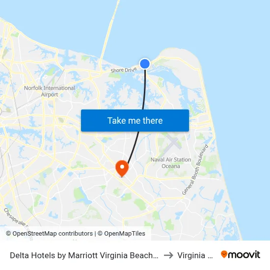 Delta Hotels by Marriott Virginia Beach Bayfront Suites to Virginia Beach map