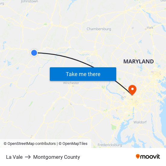 La Vale to Montgomery County map