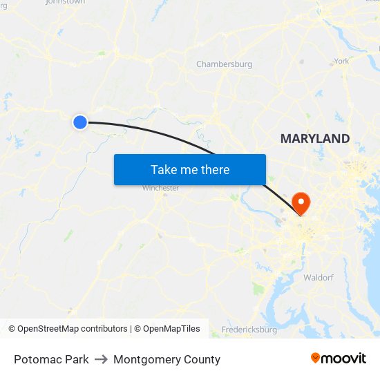 Potomac Park to Montgomery County map