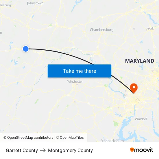 Garrett County to Montgomery County map