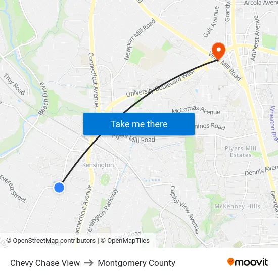 Chevy Chase View to Montgomery County map