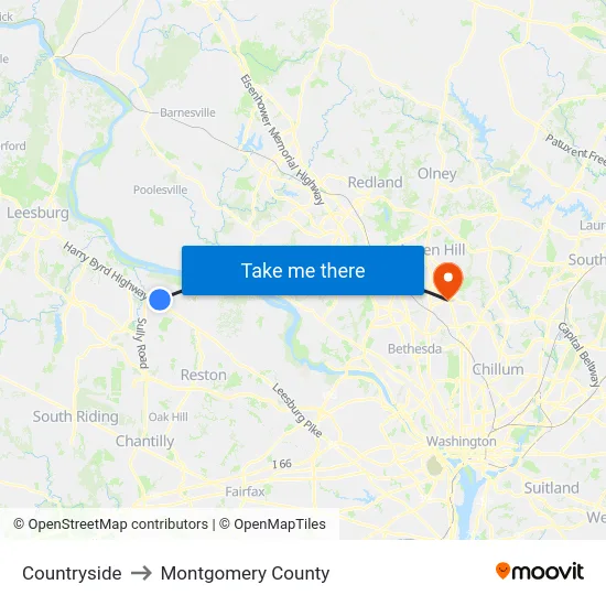 Countryside to Montgomery County map