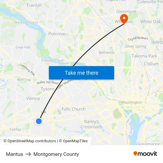 Mantua to Montgomery County map