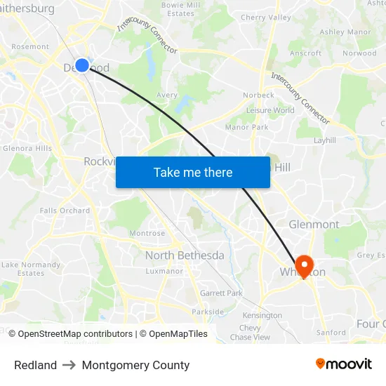 Redland to Montgomery County map