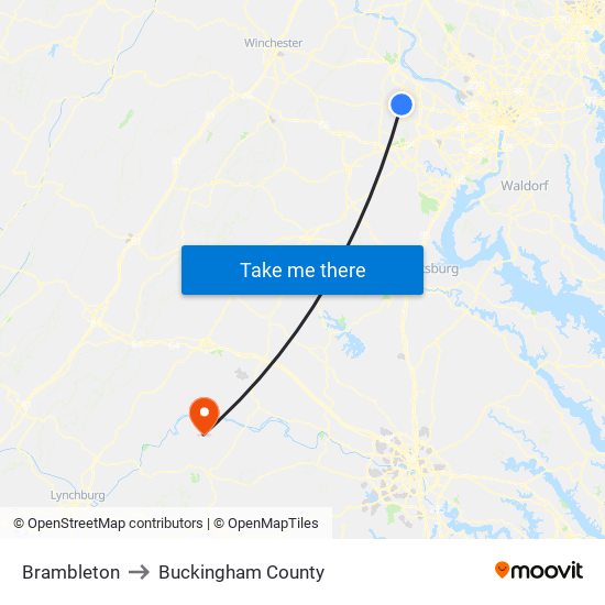 Brambleton to Buckingham County map