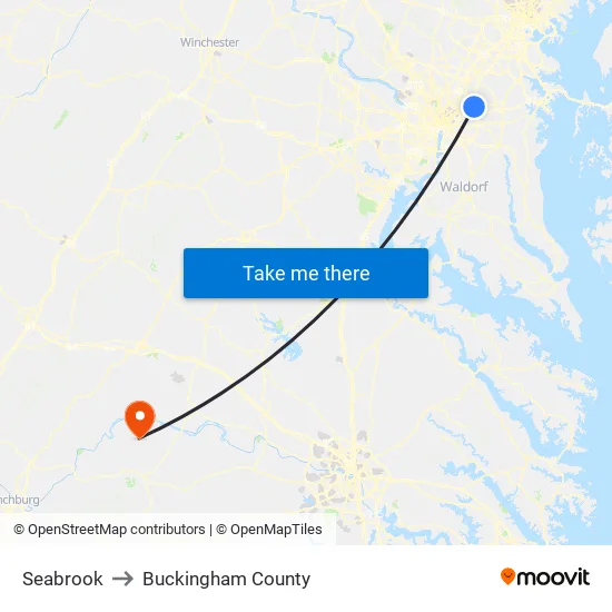Seabrook to Buckingham County map