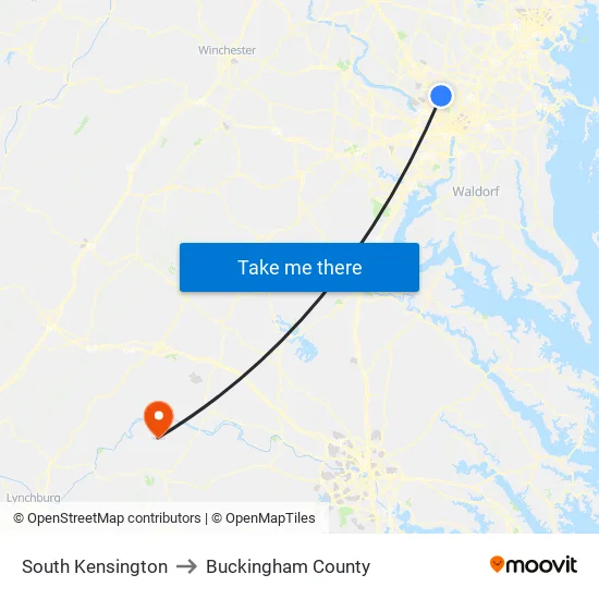 South Kensington to Buckingham County map